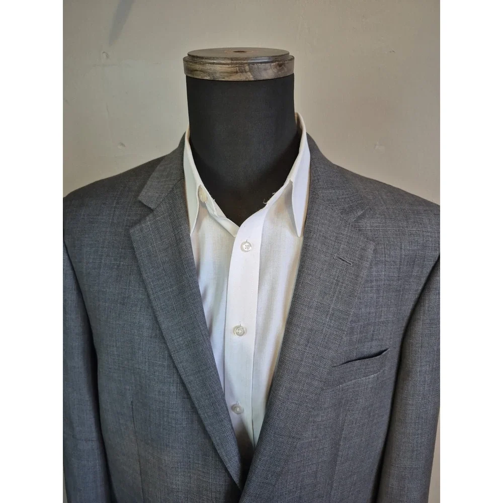 Joseph & Feiss Mens Sports Coat 44L Gray Wool 2 Button Blazer Jacket